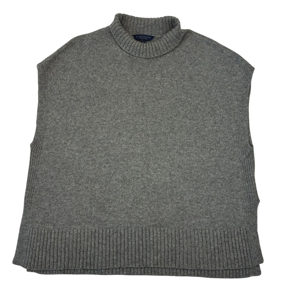 Chester & Peck Sweater Women CH Gray Mock Neck Wool Cashmere Blend Italy